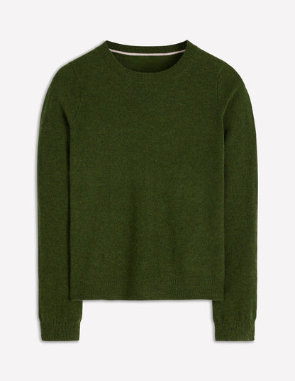Eva Cashmere Crew Neck Jumper-Leaf Green Melange-6