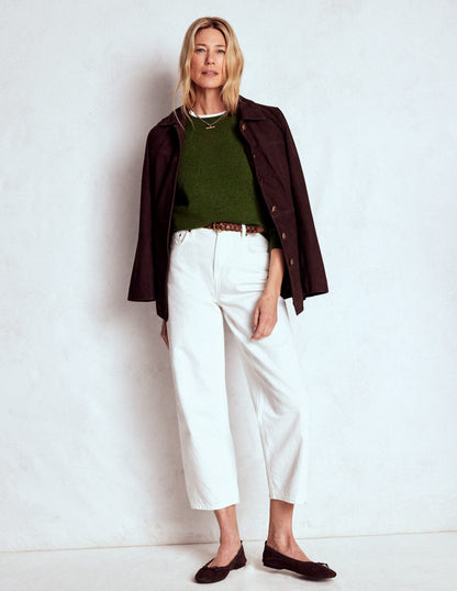 Eva Cashmere Crew Neck Jumper-Leaf Green Melange-5