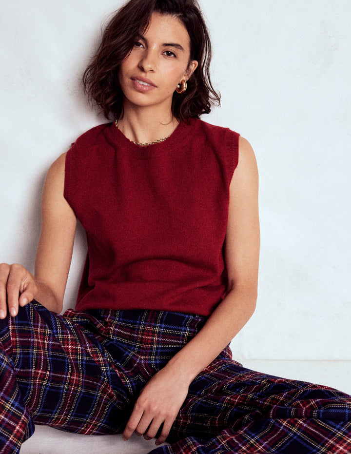 Eva Cashmere Tank-Red Liquorice