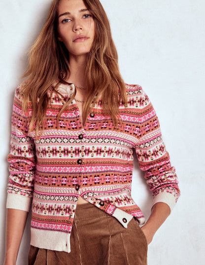 Edie Fair Isle Cardigan-Pink Heritage Fair Isle-1