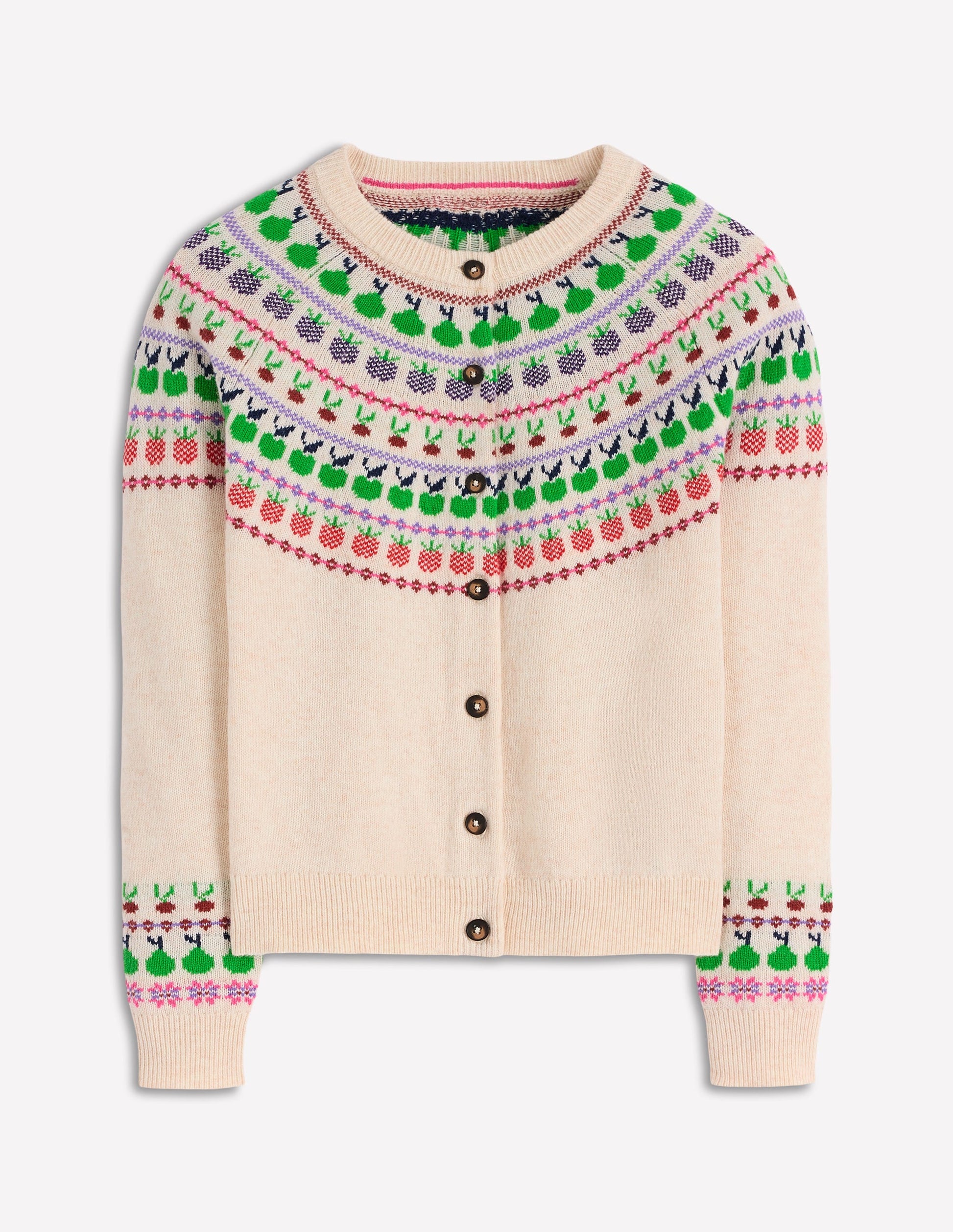 Edie Fair Isle Cardigan-Ecru Marl, Fruit-6