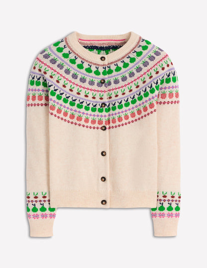 Edie Fair Isle Cardigan-Ecru Marl, Fruit-6
