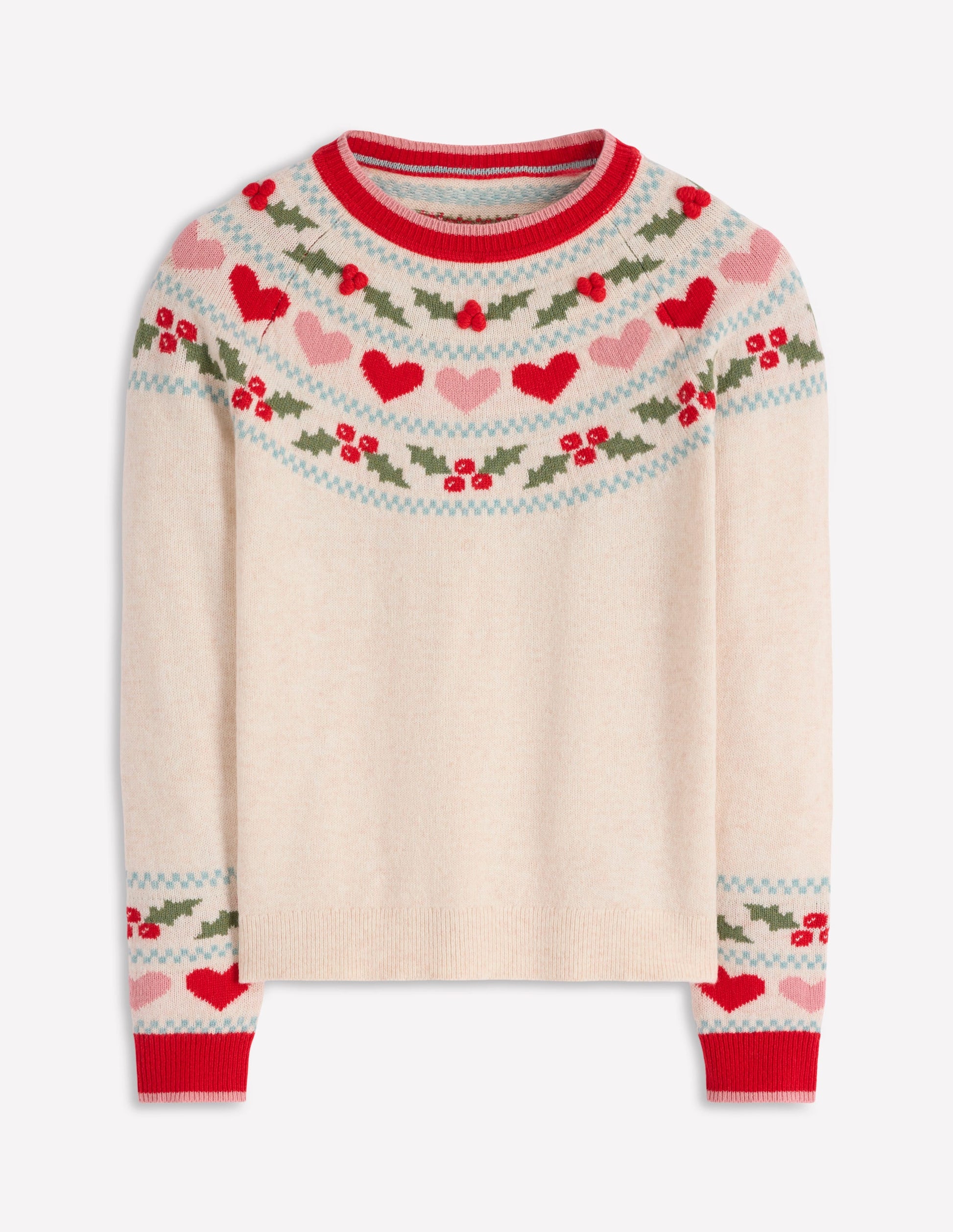 Edie Fair Isle Jumper-Oatmeal Melange, Holly-6