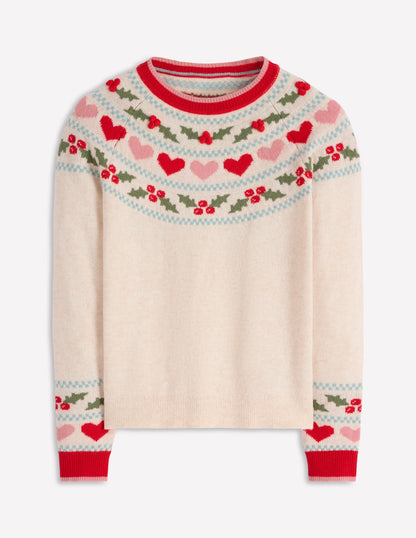 Edie Fair Isle Jumper-Oatmeal Melange, Holly-6