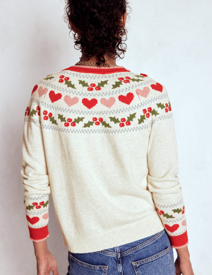 Edie Fair Isle Jumper-Oatmeal Melange, Holly-4