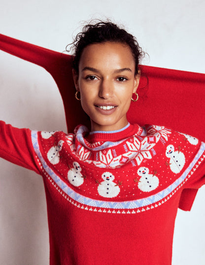 Edie Fair Isle Jumper-Red, Snowman-4