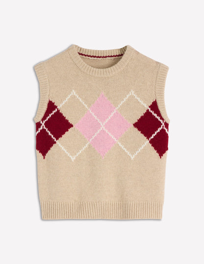 Eleanor Fair Isle Tank-Chinchilla Melange Argyle-6