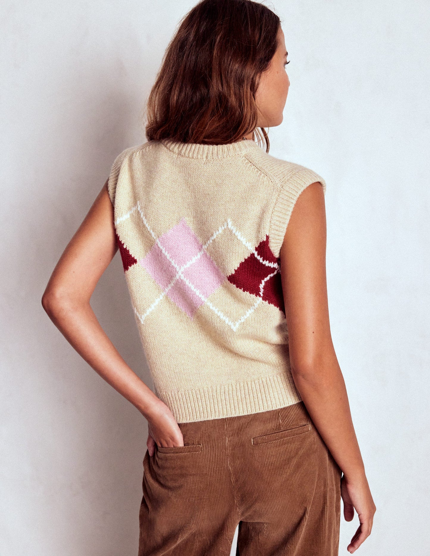 Eleanor Fair Isle Tank-Chinchilla Melange Argyle