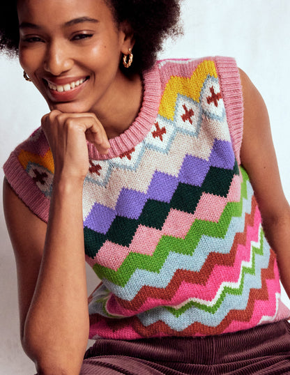 Eleanor Fair Isle Tank-Pink Heritage Fair Isle-3