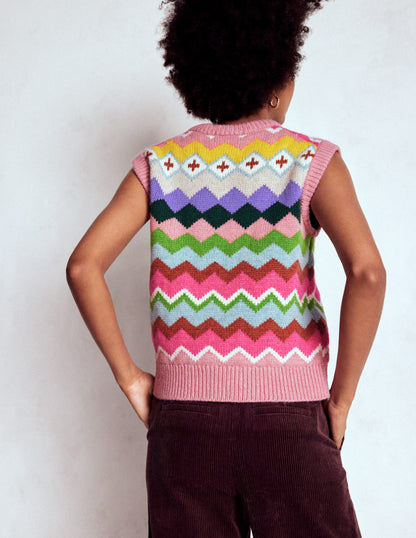 Eleanor Fair Isle Tank-Pink Heritage Fair Isle-4