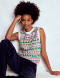 Edie Fair Isle Tank-Ecru Marl, Fruit