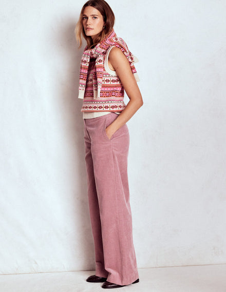 Edie Fair Isle Tank-Pink Heritage Fair Isle
