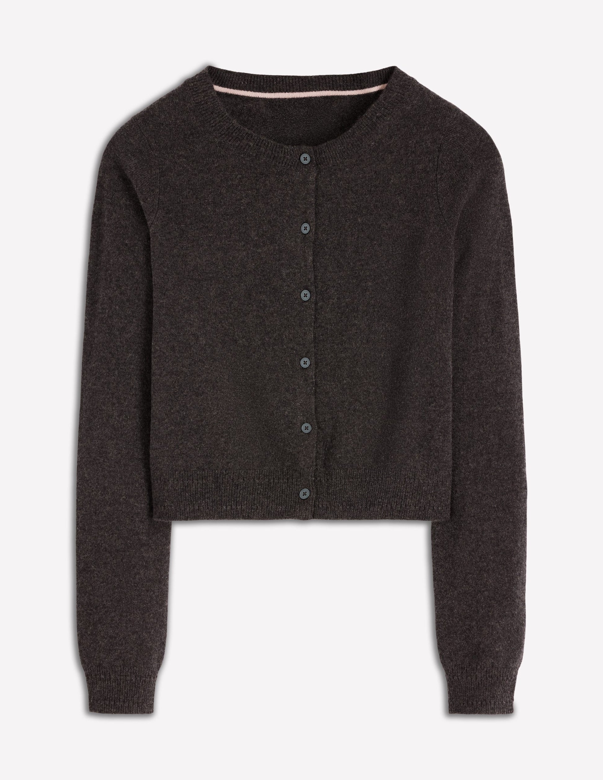 Eva Cashmere Cropped Cardigan-Charcoal Melange-6