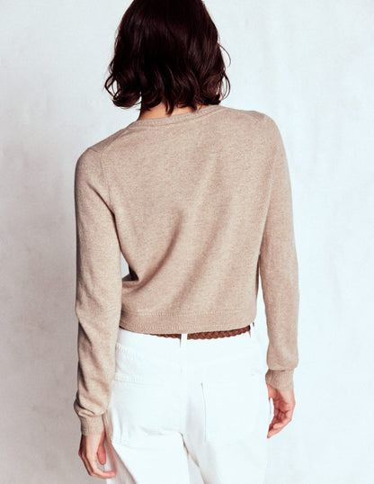 Eva Cashmere Cropped Cardigan-Chinchilla Melange-3