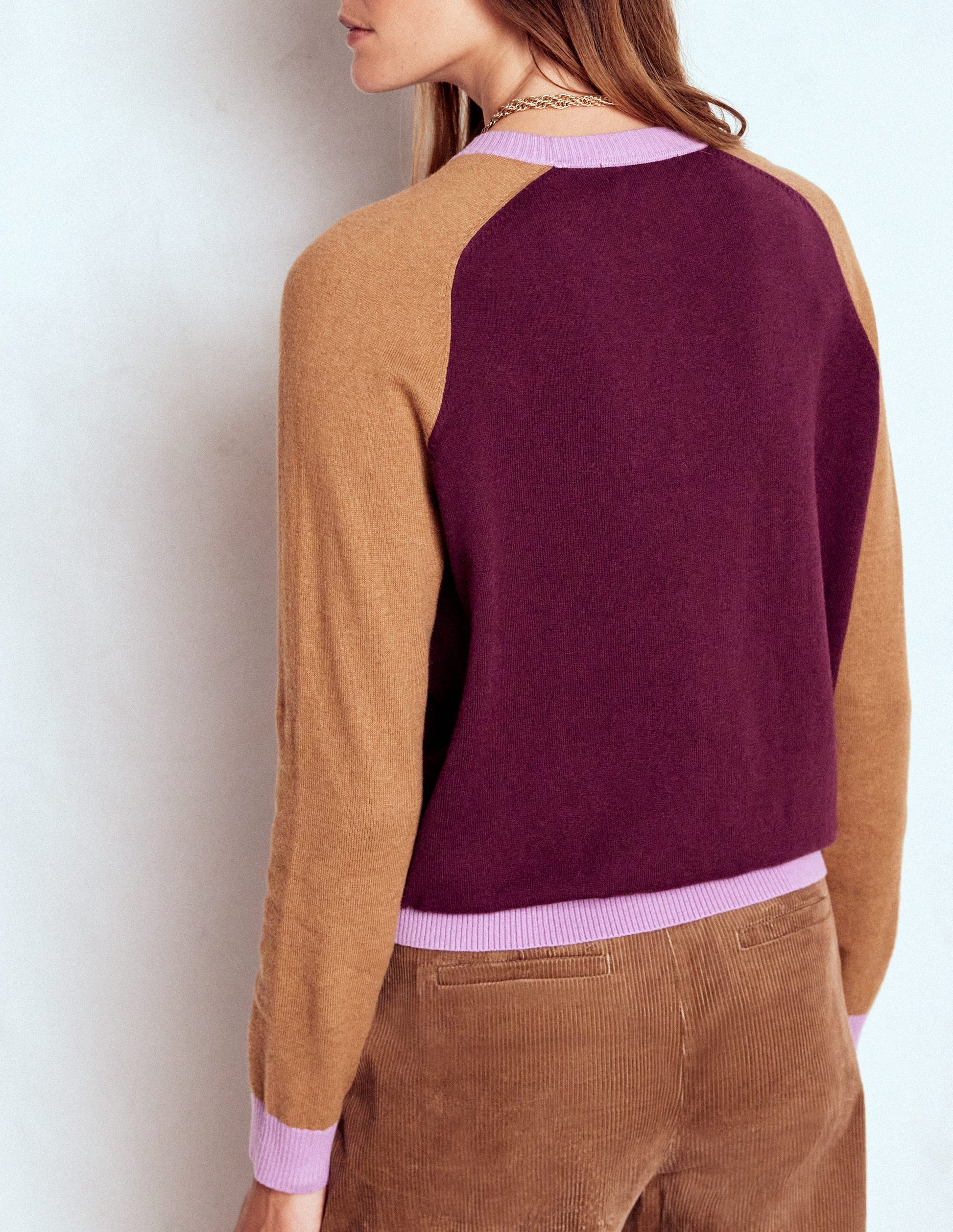 Meg Raglan Sleeve Jumper-Plum Jam,  Colour Block-3