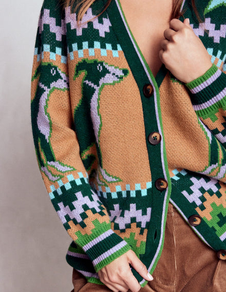 Quinn Boyfriend Cardigan-Emerald Night Whippet