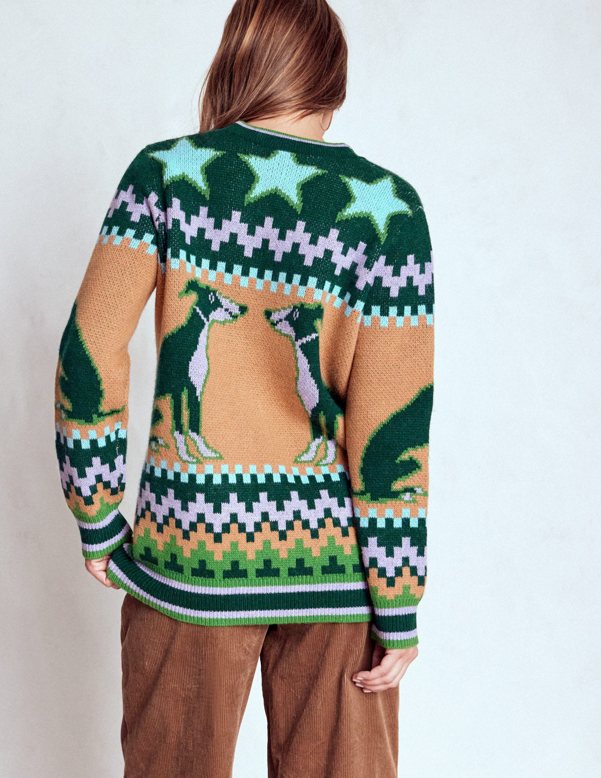 Quinn Boyfriend Cardigan-Emerald Night Whippet-3