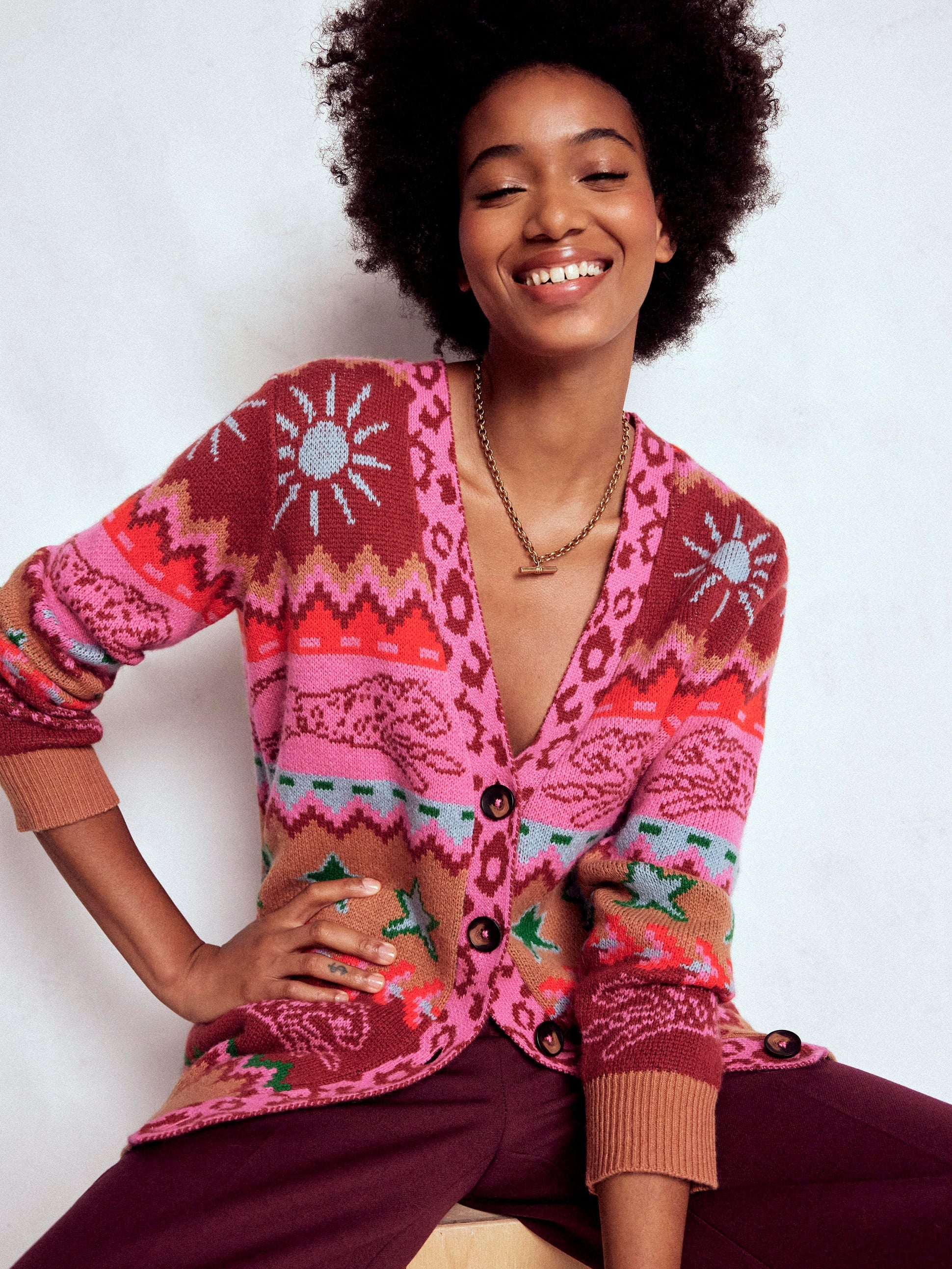 Quinn Boyfriend Cardigan-Camel, Cheetahs-5