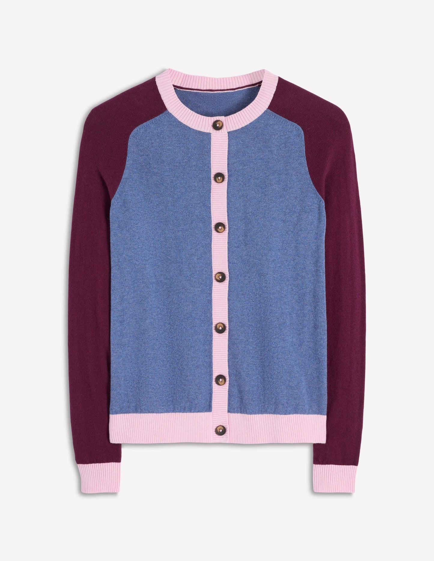 Meg Raglan Sleeve Cardigan-Harbour Blue, Colour Block