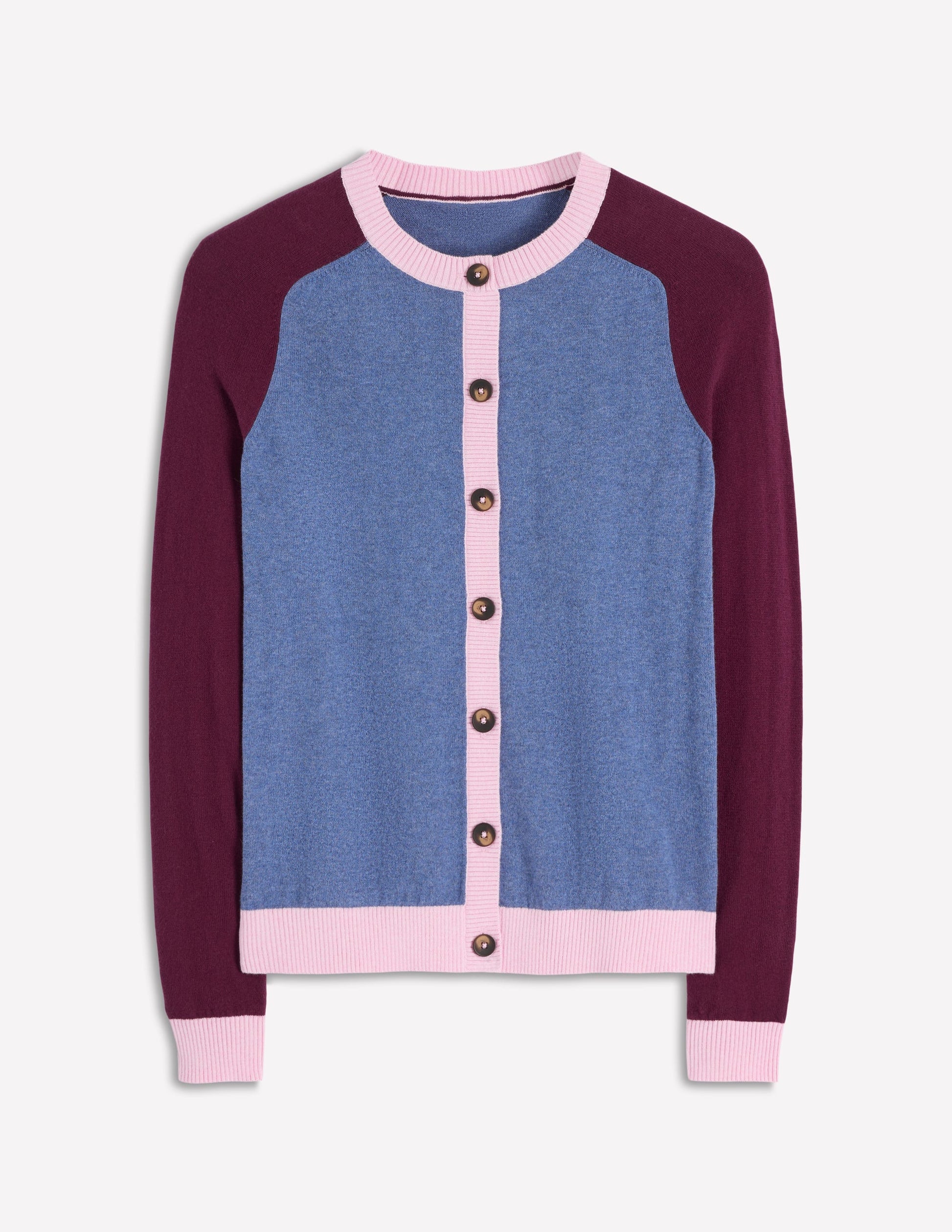 Meg Raglan Sleeve Cardigan-Harbour Blue, Colour Block-5