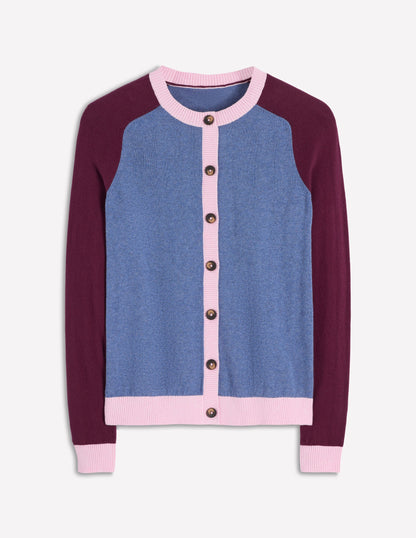 Meg Raglan Sleeve Cardigan-Harbour Blue, Colour Block-5