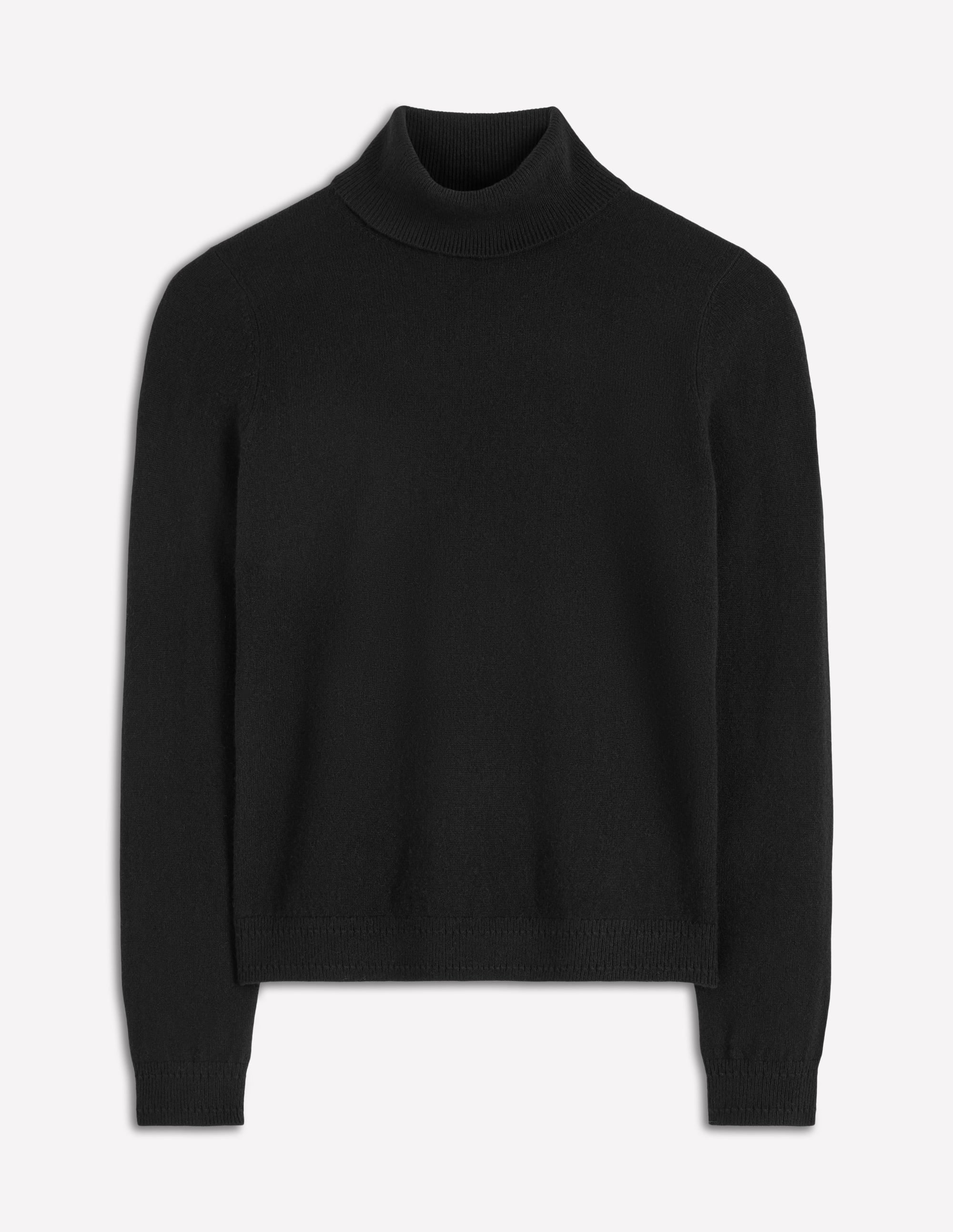 Eva Cashmere Roll Neck Jumper-Black - Image 5