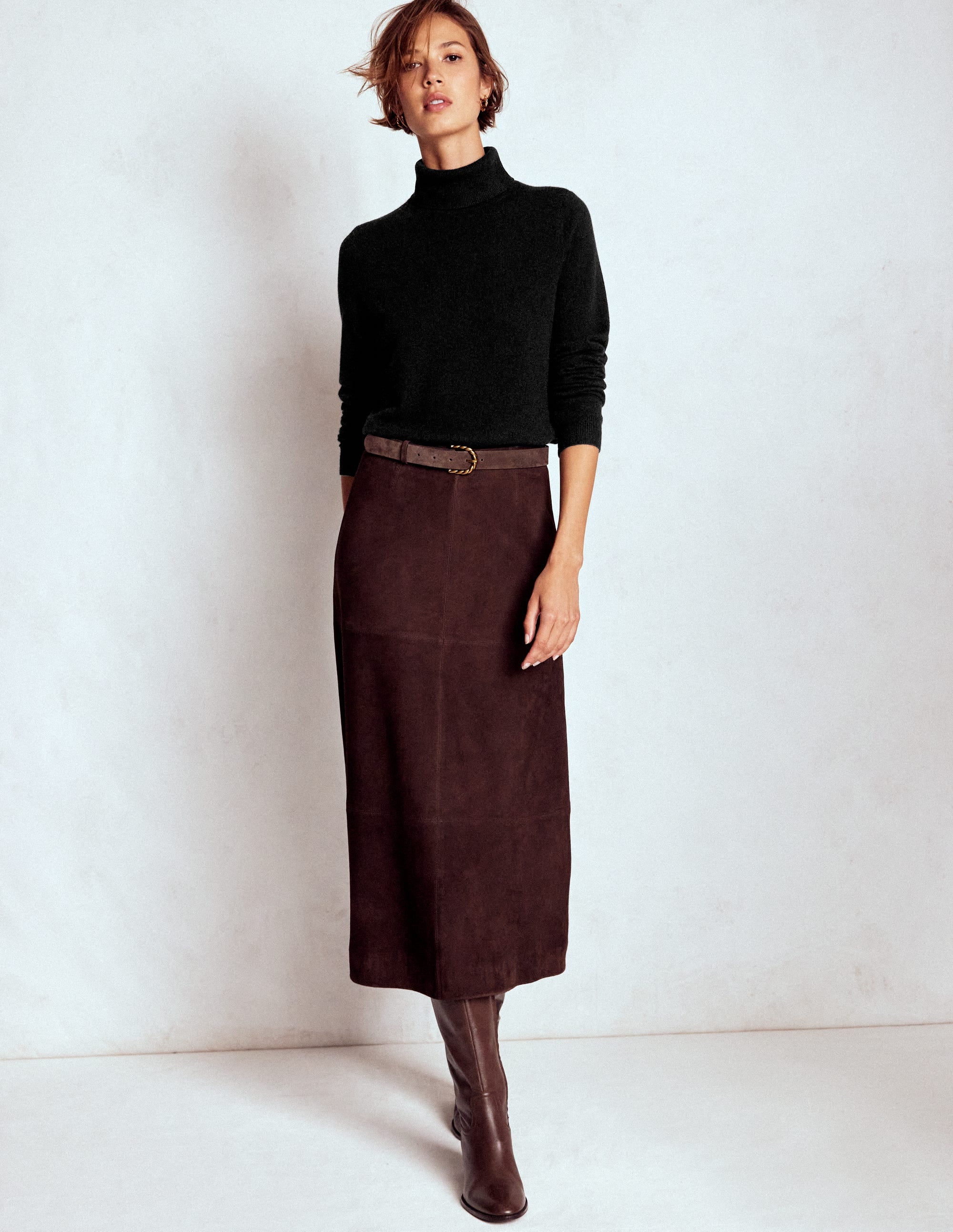 Eva Cashmere Roll Neck Jumper-Black - Image 4
