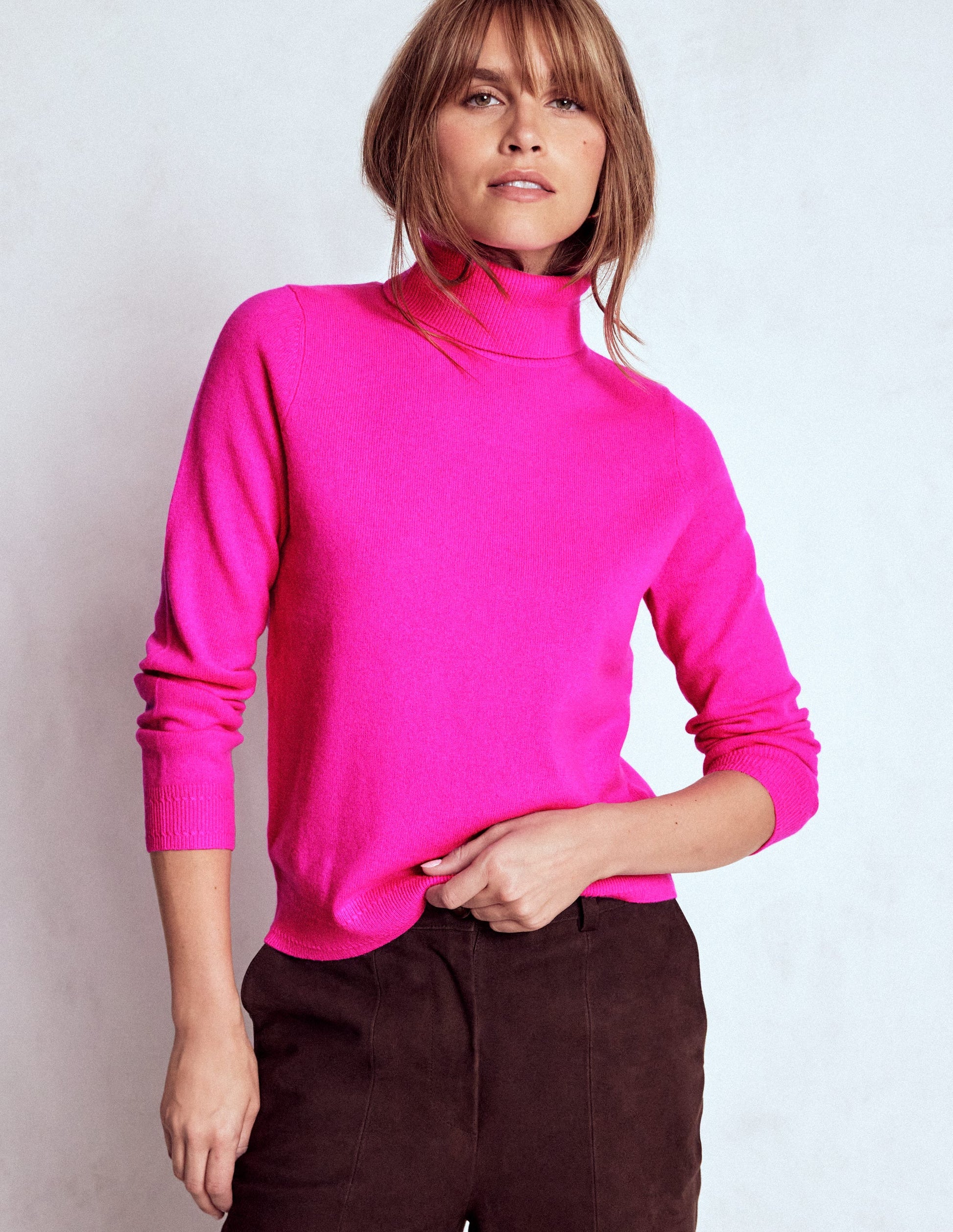 Eva Cashmere Roll Neck Jumper-Pop Pansy-2