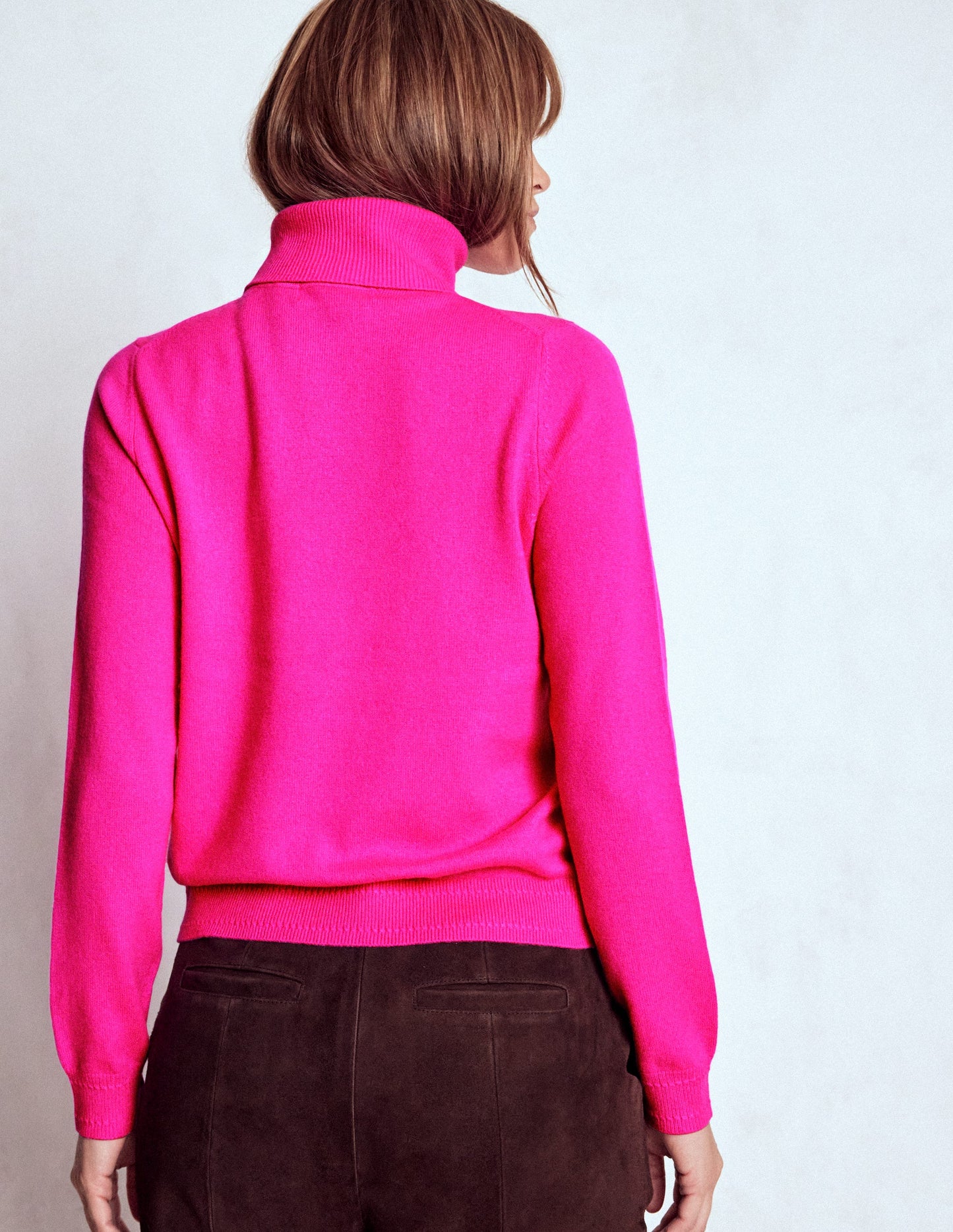 Eva Cashmere Roll Neck Jumper-Pop Pansy