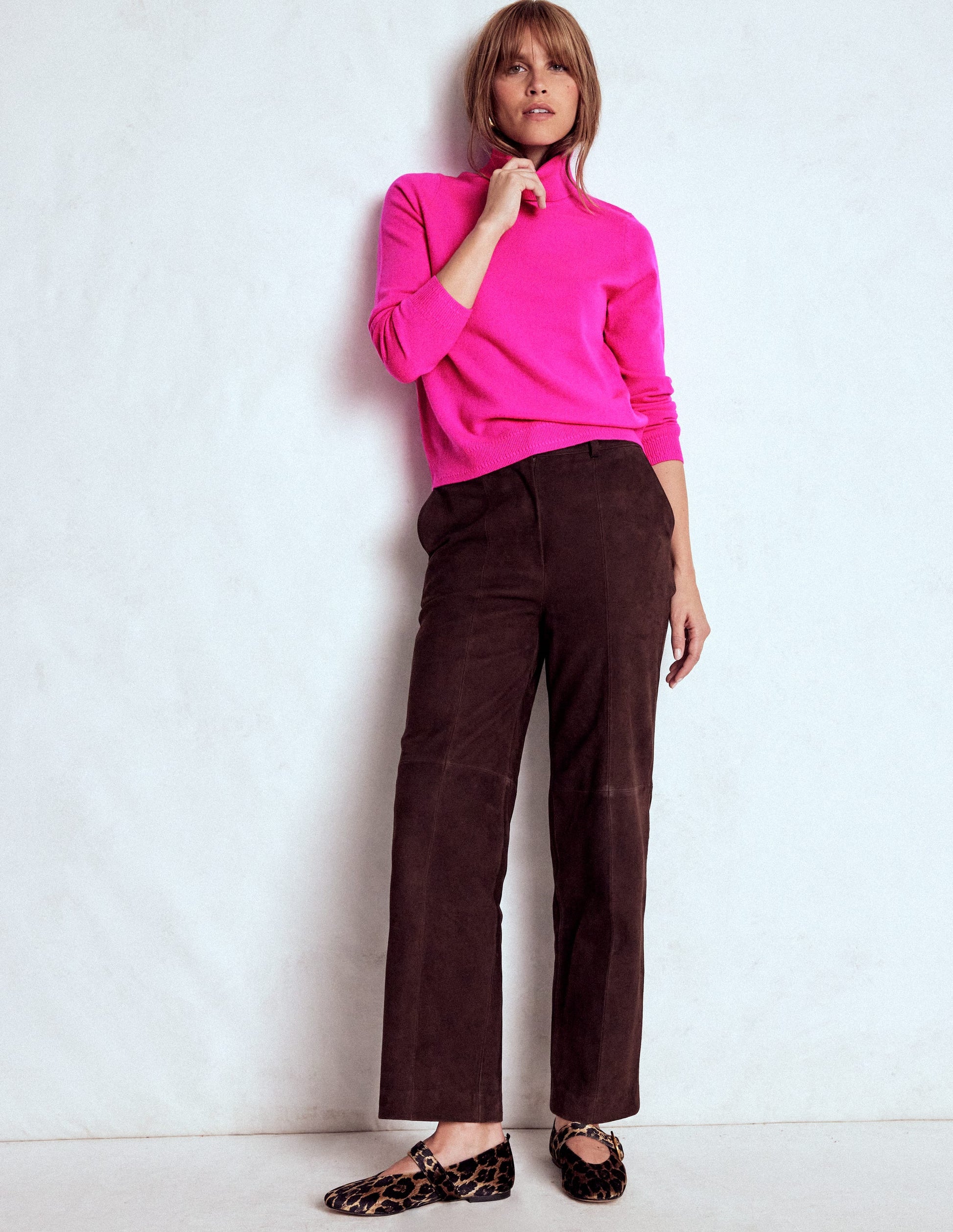 Eva Cashmere Roll Neck Jumper-Pop Pansy-4