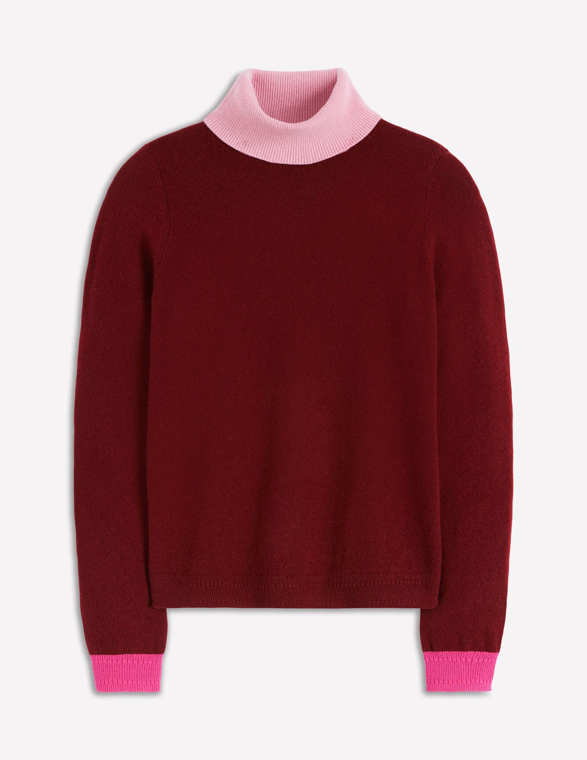 Eva Cashmere Roll Neck Jumper-Chestnut, Colour Block - Image 7