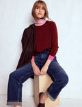 Eva Cashmere Roll Neck Jumper-Chestnut, Colour Block