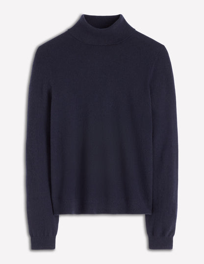 Eva Cashmere Roll Neck Jumper-Navy-7