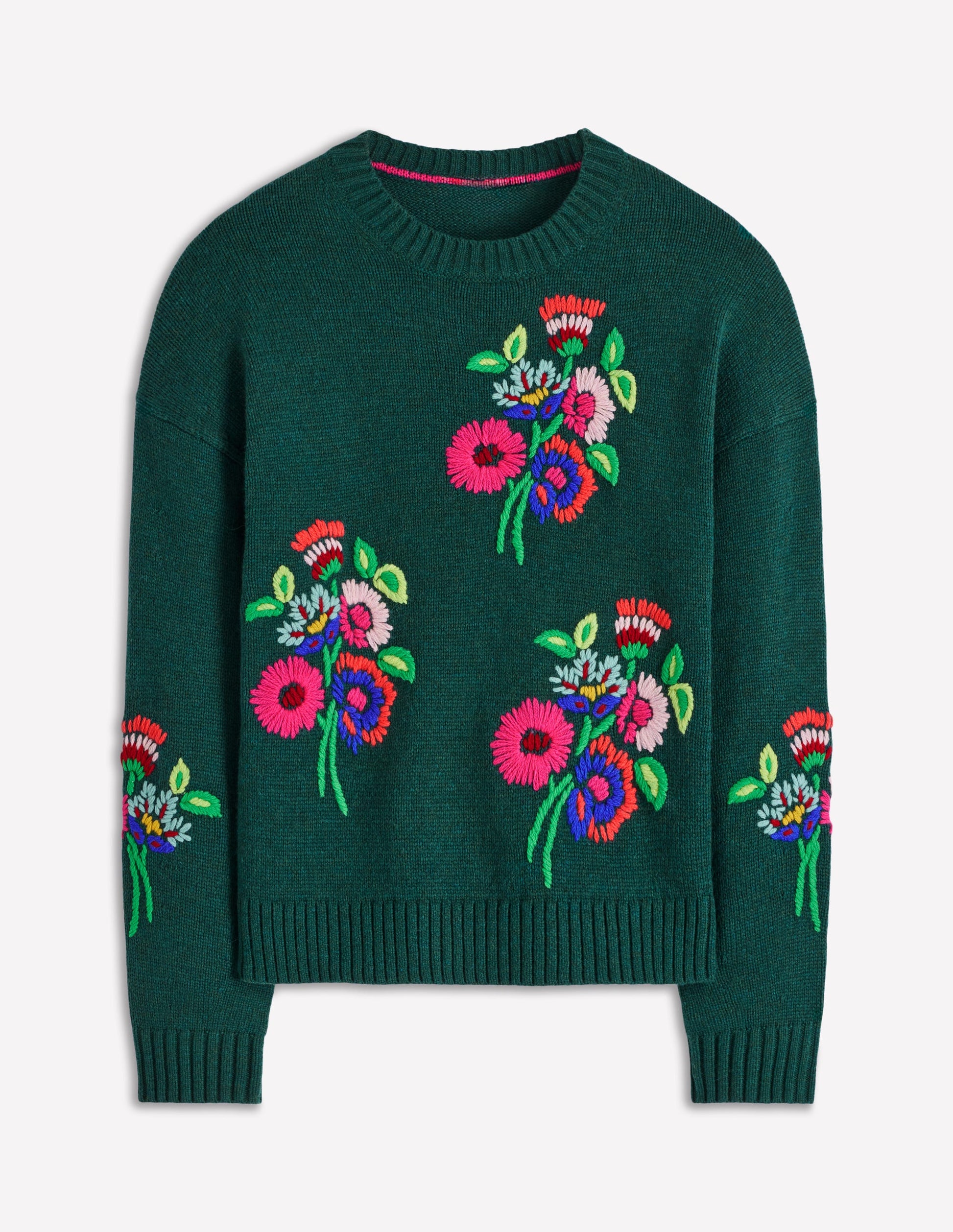 Natalie Embroidered Jumper-Emerald Night Bouquet-8