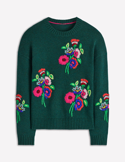 Natalie Embroidered Jumper-Emerald Night Bouquet-8
