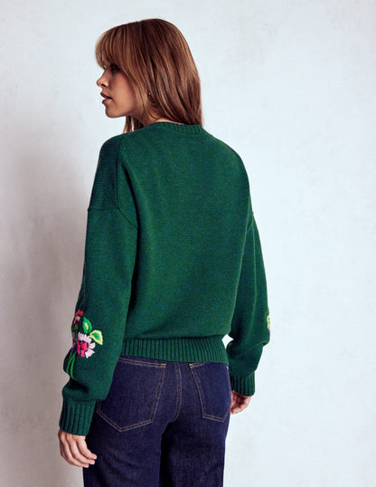 Natalie Embroidered Jumper-Emerald Night Bouquet-4