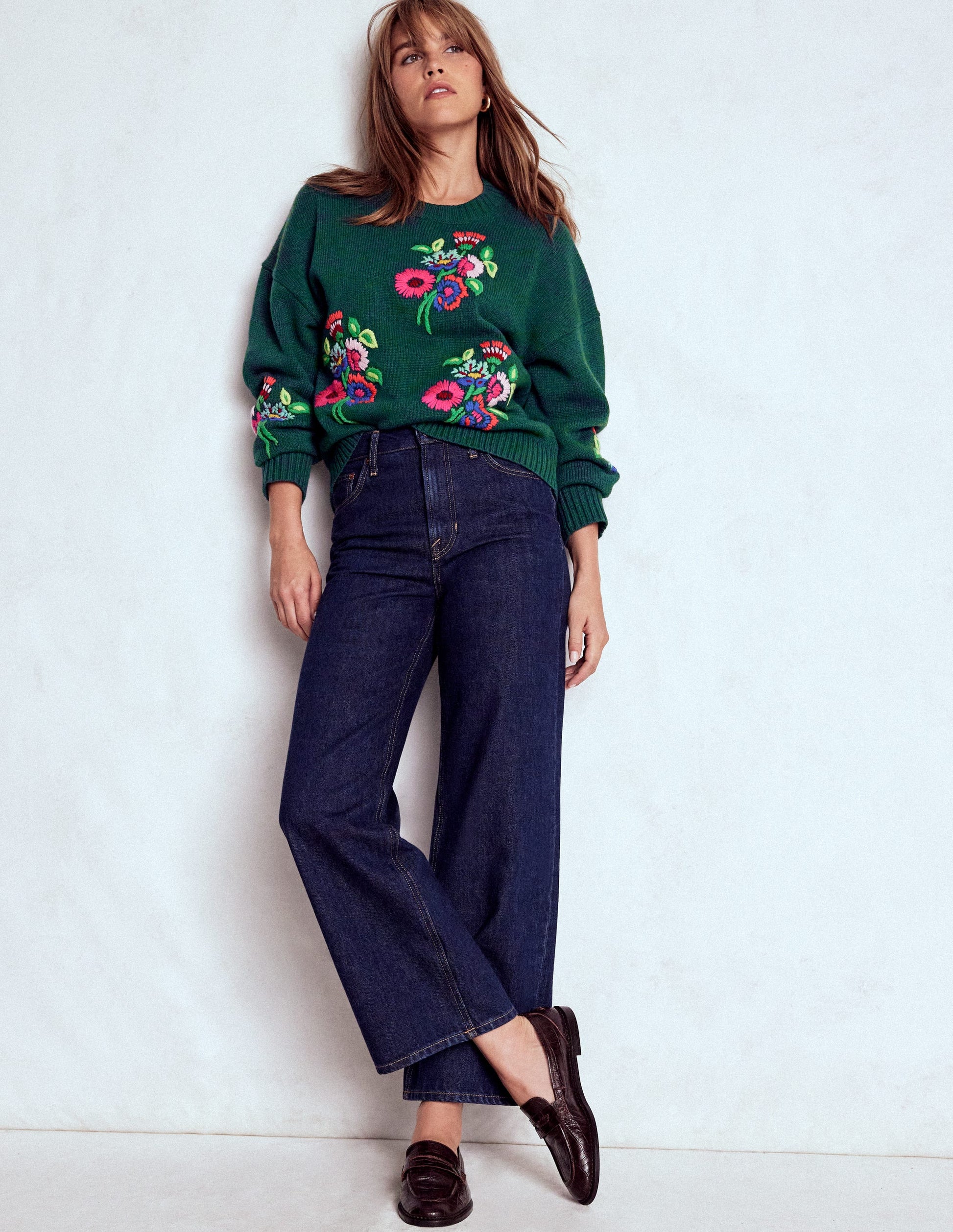 Natalie Embroidered Jumper-Emerald Night Bouquet-5