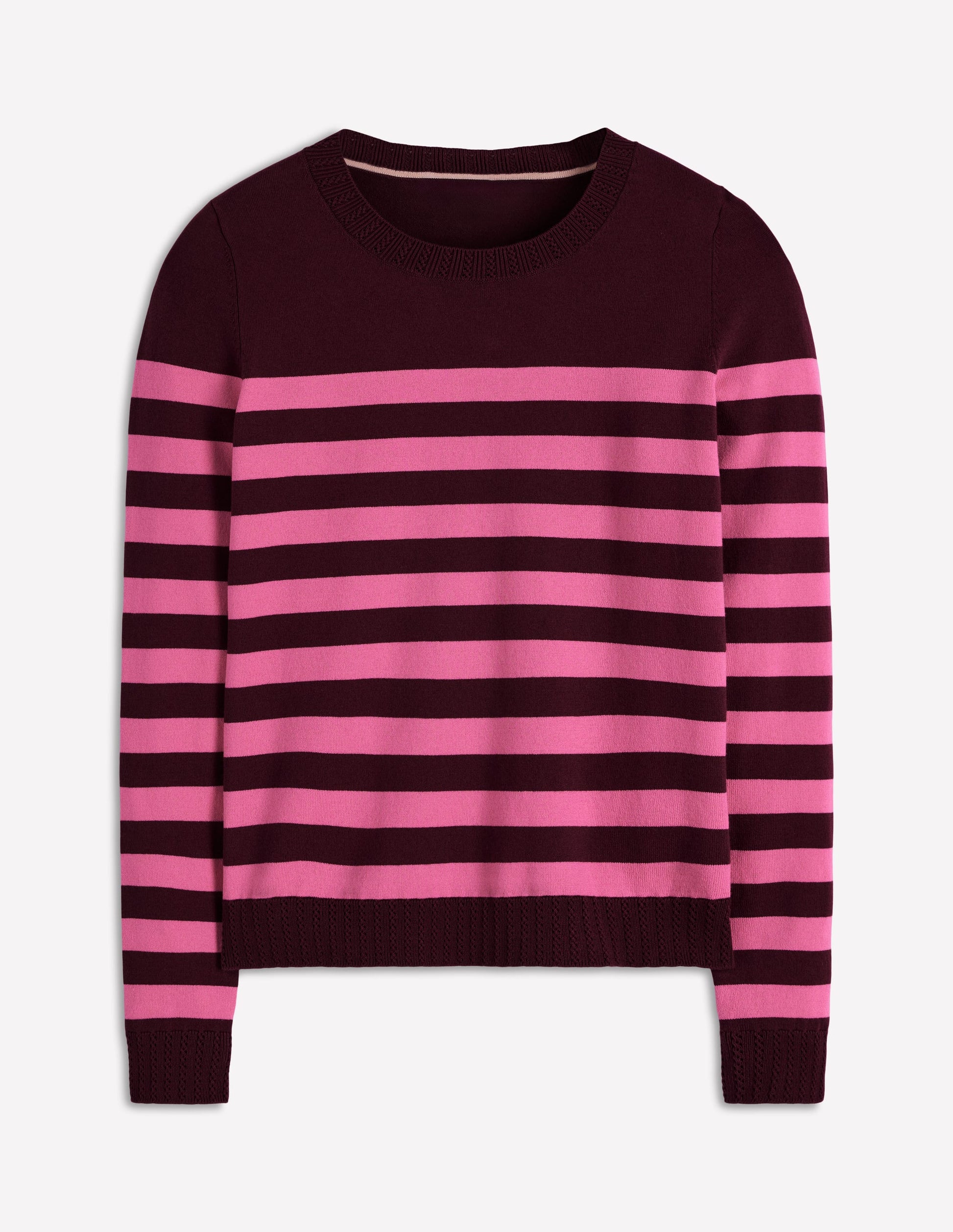 Emilia Cotton Crew Jumper-Chestnut/Pink Stripe-5