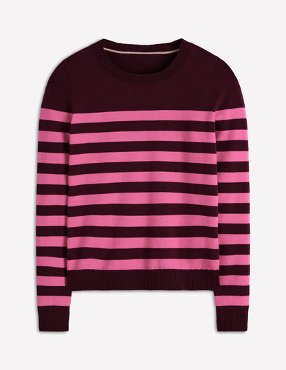Emilia Cotton Crew Jumper-Chestnut/Pink Stripe-5