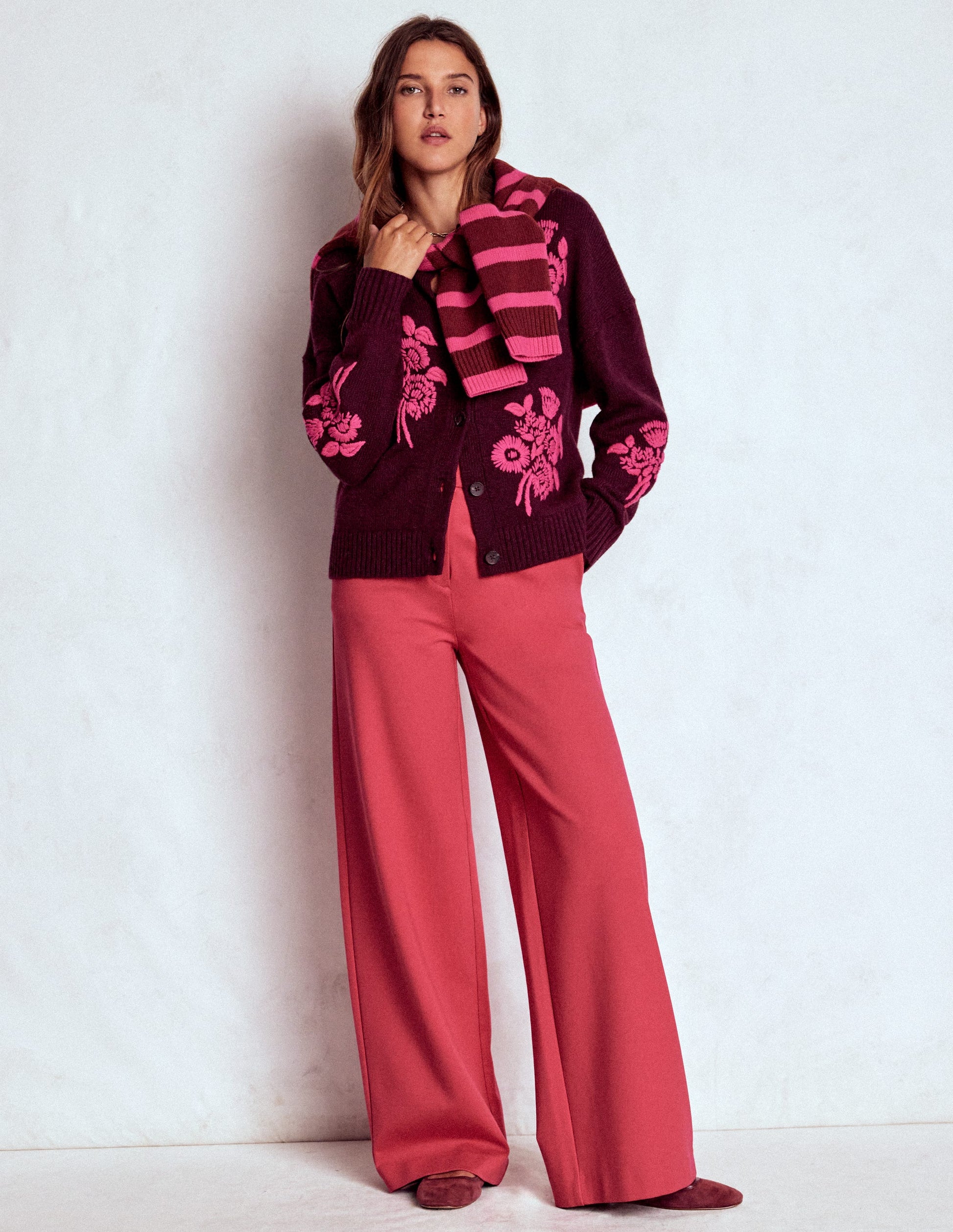 Natalie Embroidered Cardigan-Dark Cherry Bouquet-5