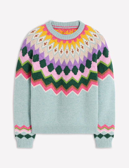 Eleanor Fair Isle Jumper-Tourmaline Blue Melange-8