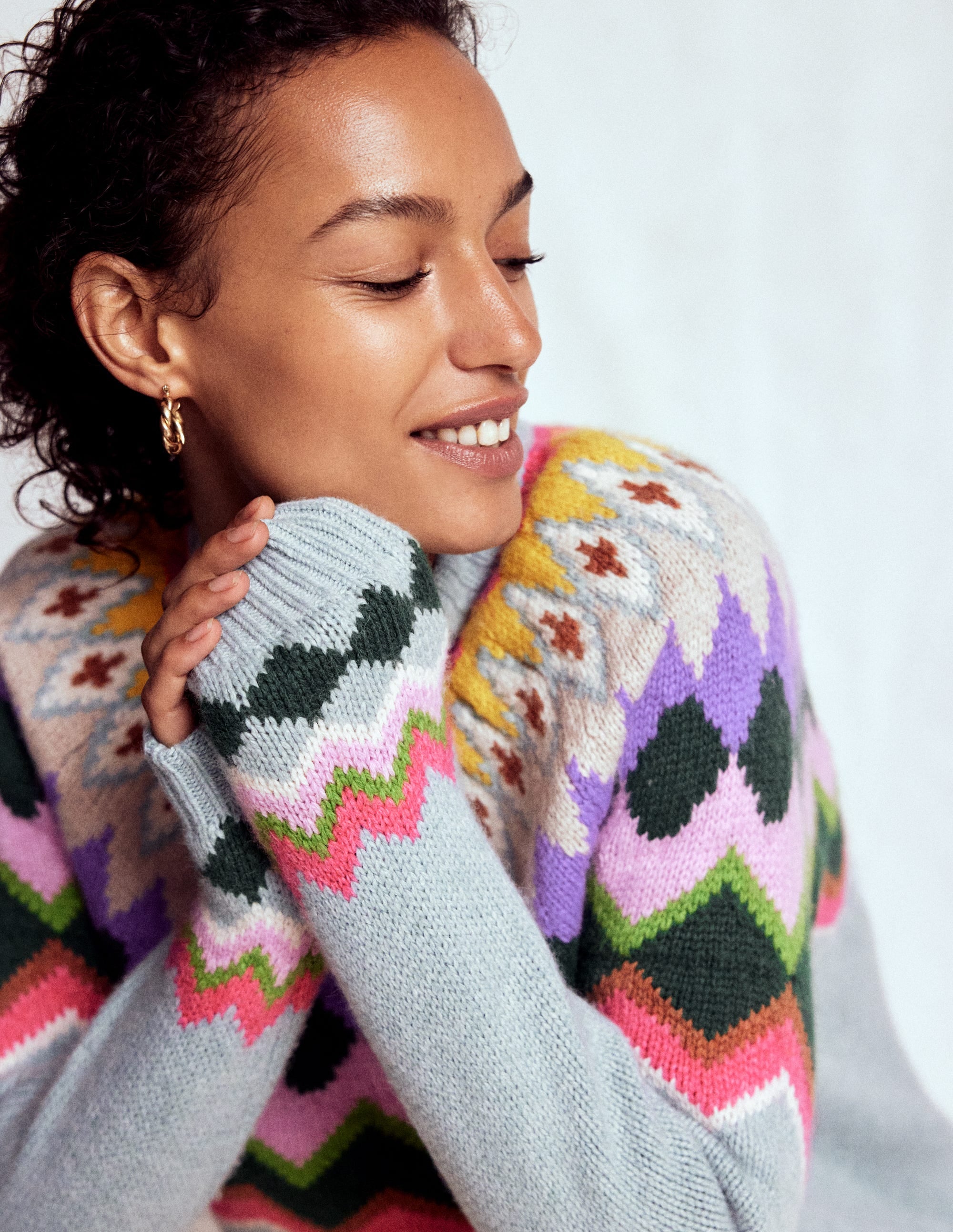 Eleanor Fair Isle Jumper-Tourmaline Blue Melange - Image 2