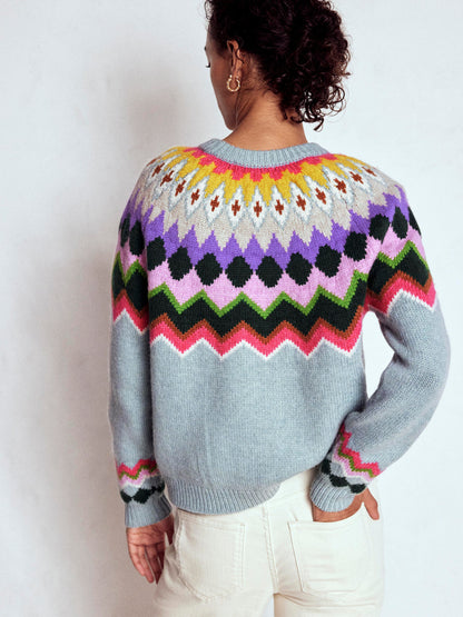 Eleanor Fair Isle Jumper-Tourmaline Blue Melange-4