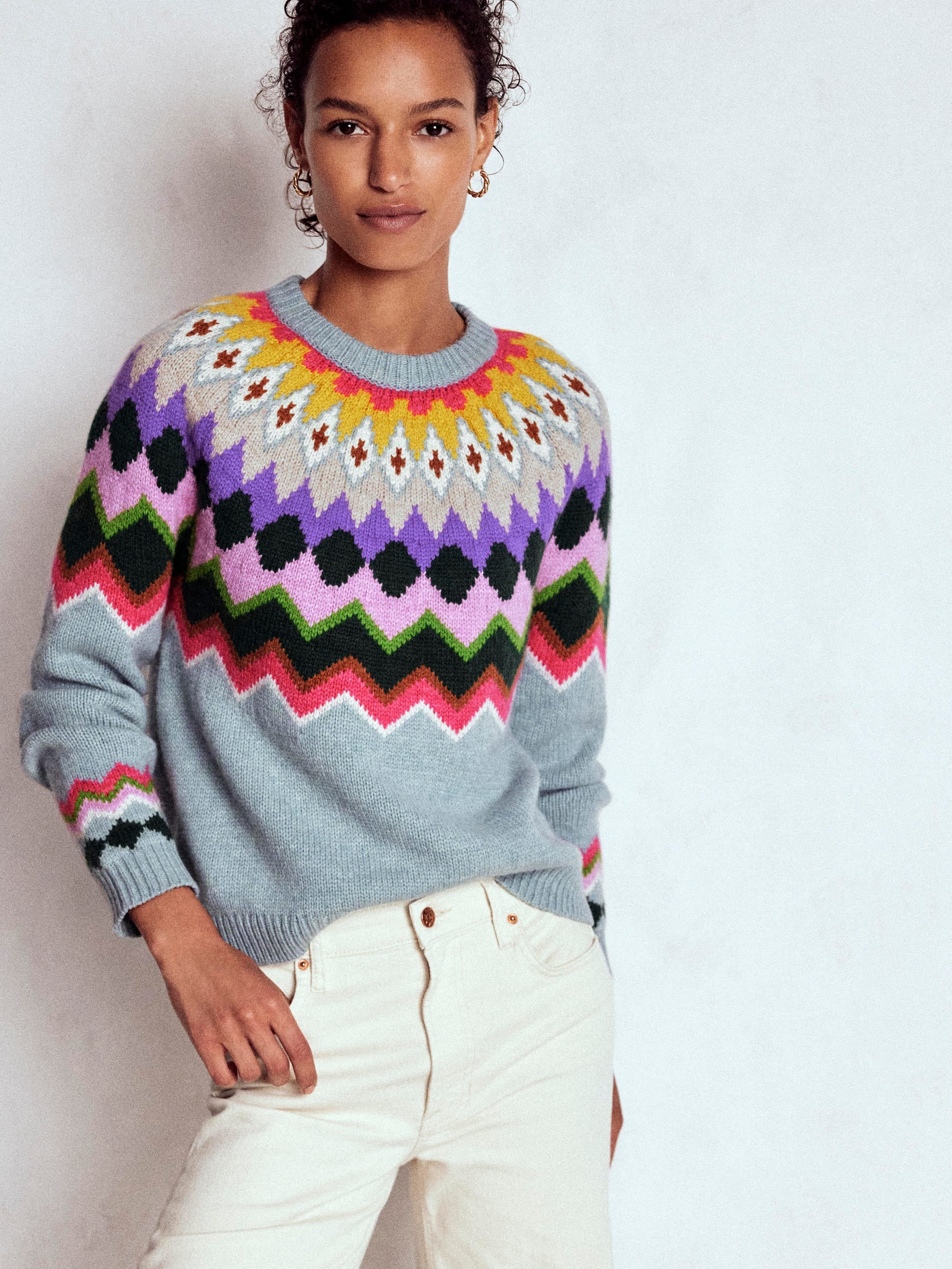 Eleanor Fair Isle Jumper-Tourmaline Blue Melange-5