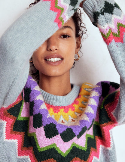 Eleanor Fair Isle Jumper-Tourmaline Blue Melange-5