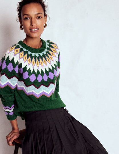 Eleanor Fair Isle Jumper-Promenade Green Melange-1