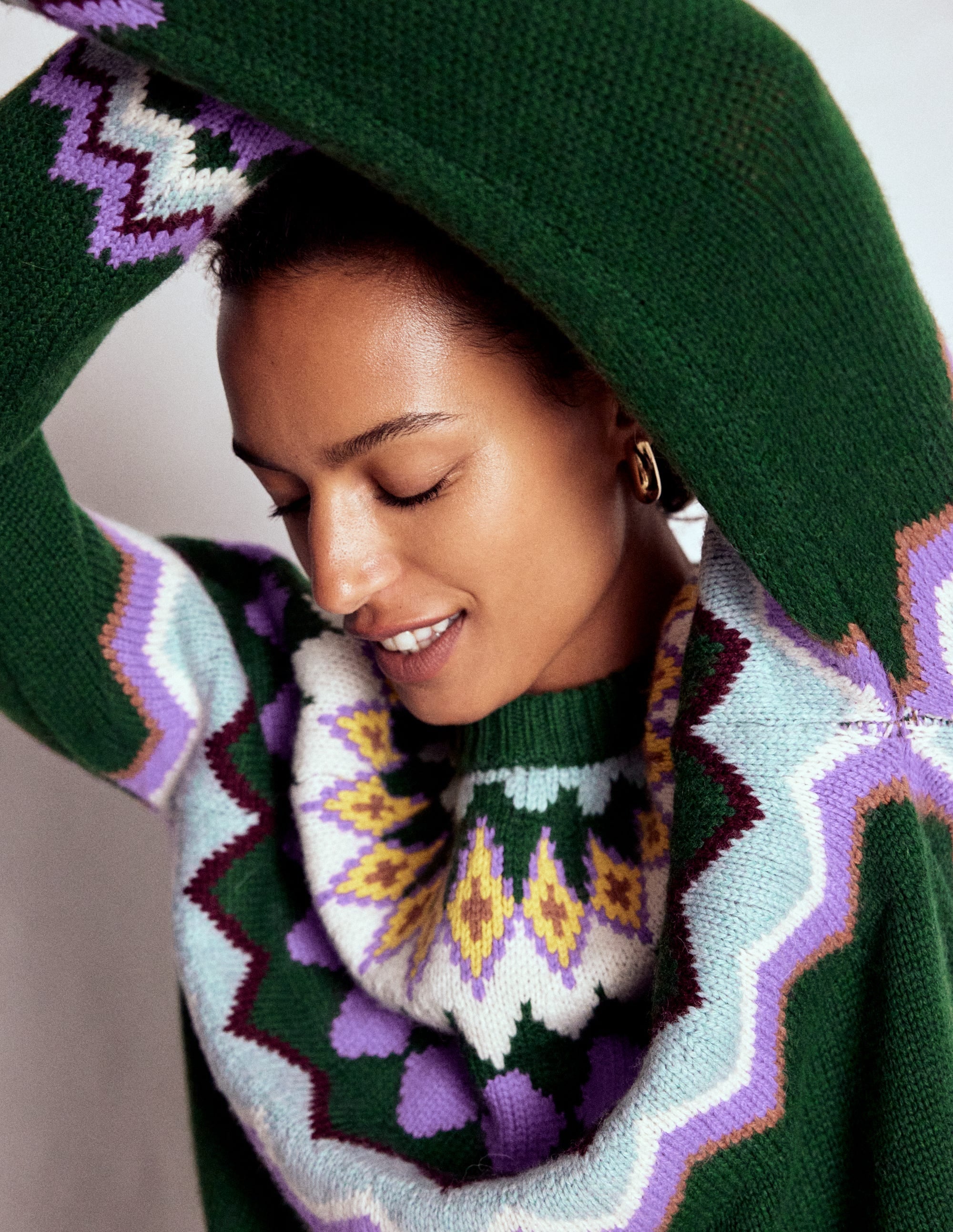 Eleanor Fair Isle Jumper-Promenade Green Melange - Image 5