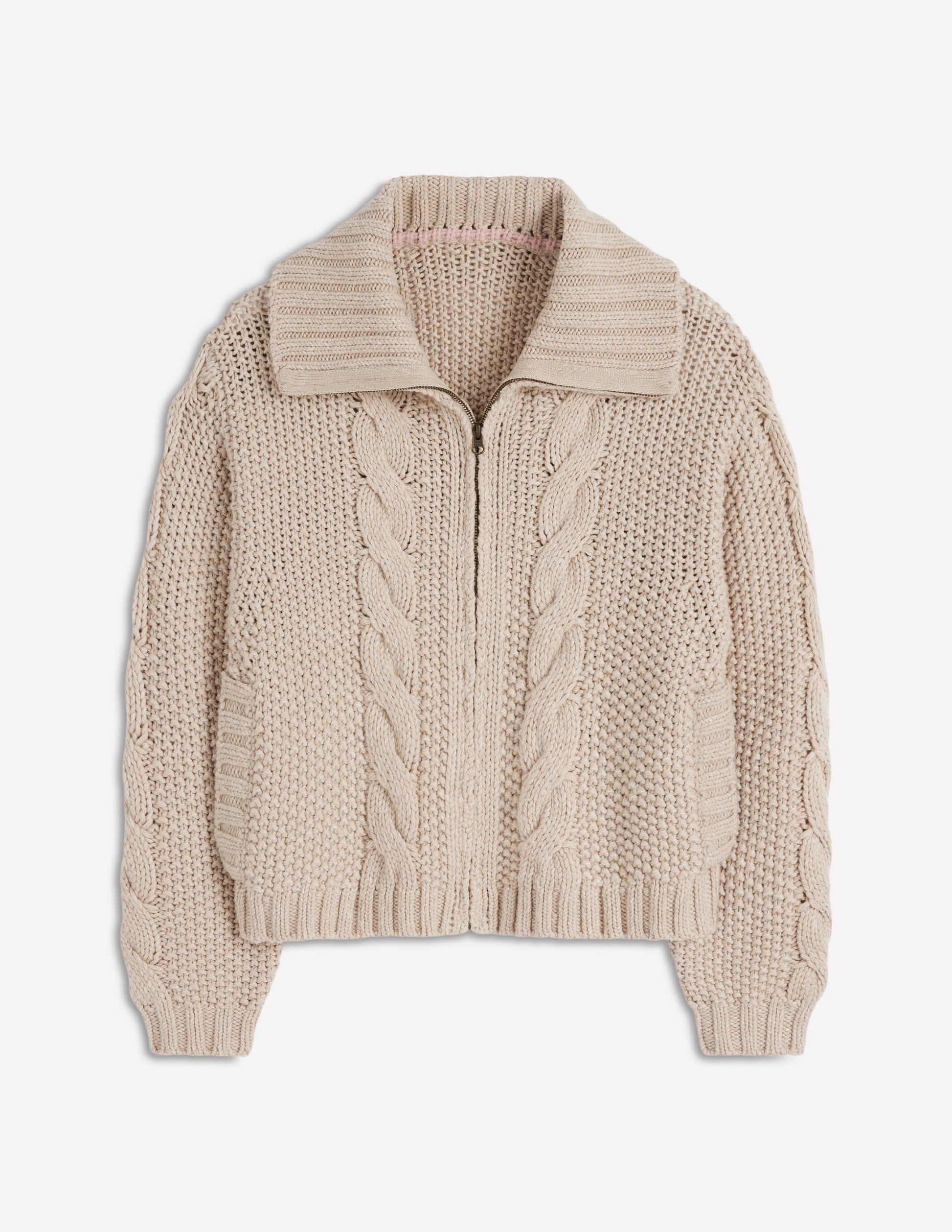 Chunky Marled Cardigan-Oatmeal-6