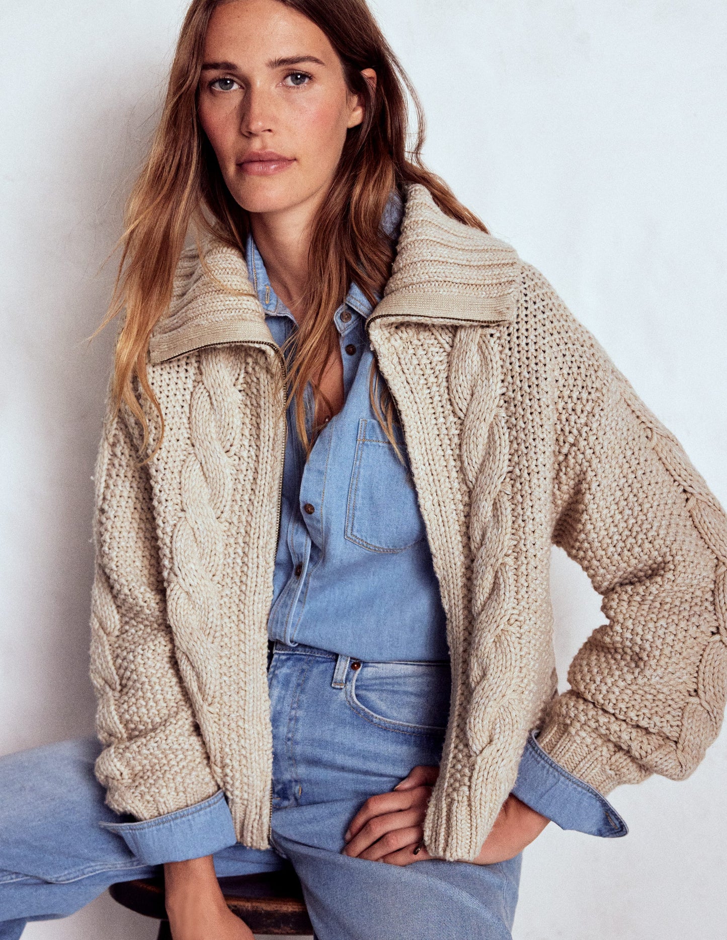 Chunky Marled Cardigan-Oatmeal