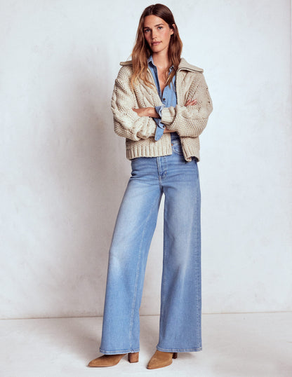 Chunky Marled Cardigan-Oatmeal-4